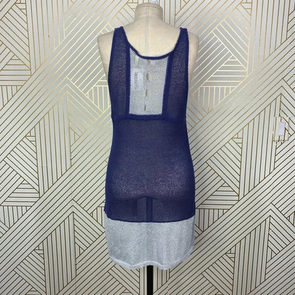 Qi Knit Tank Top Tunic Navy Blue Silver - Picture 6 of 11